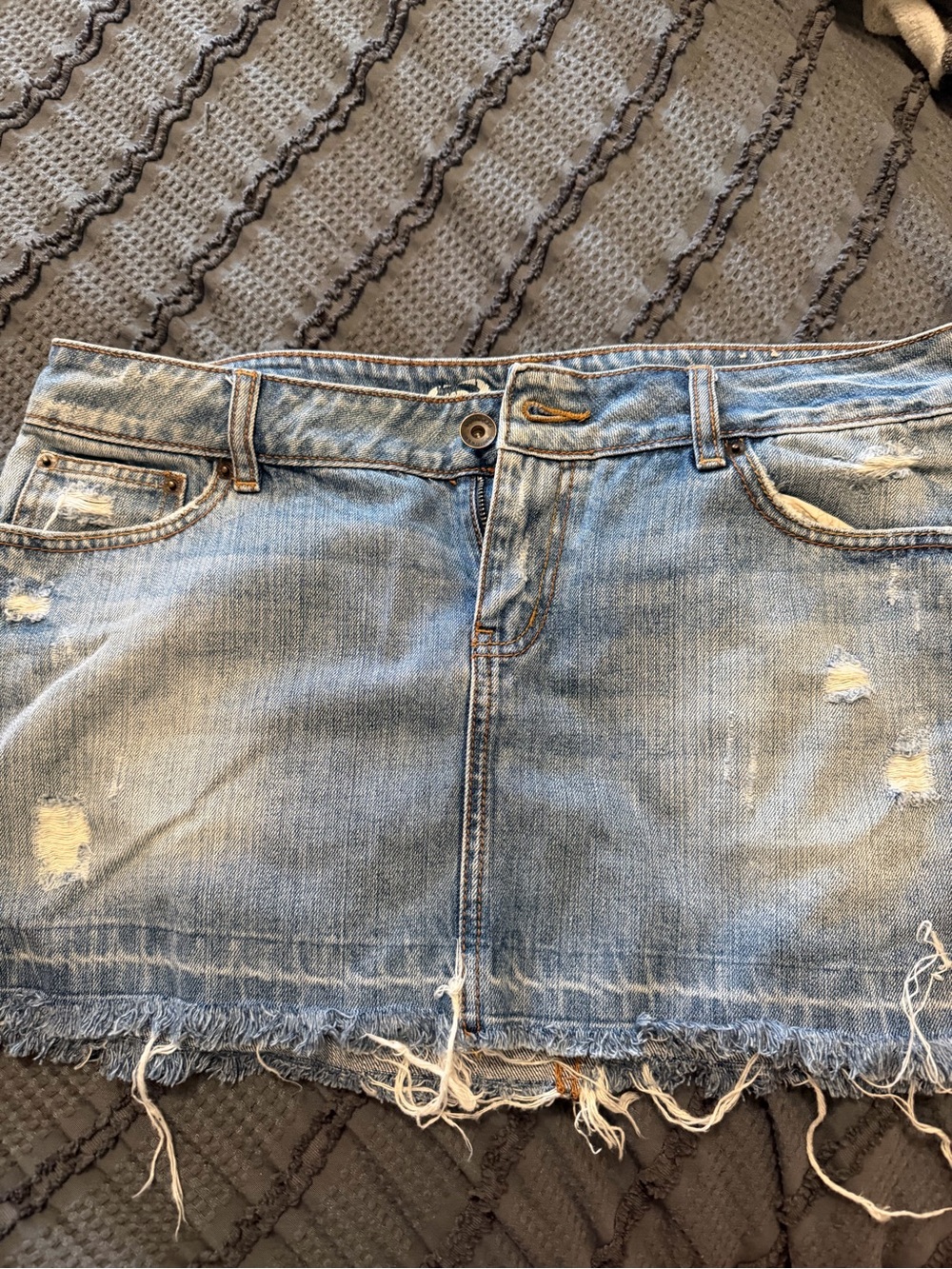 Billabong Light Blue Distressed Denim Mini Skirt